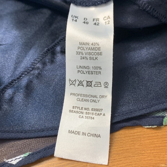 Jacques Vert Cowl Neck, Wedding Guest Dress, Silk Blend Blue w Green - Picture 12 of 13